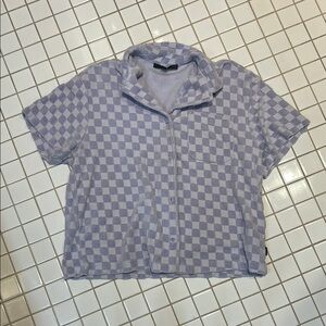 Vans Purple and White Checkered Shirt (Kids)